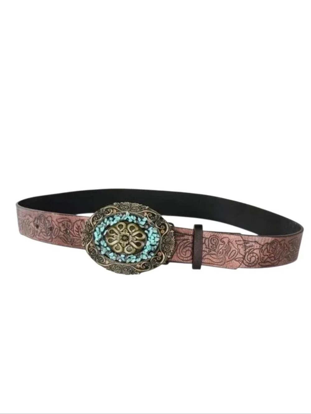 Women's Western Turquoise Stone Antique Gold Tone Belt